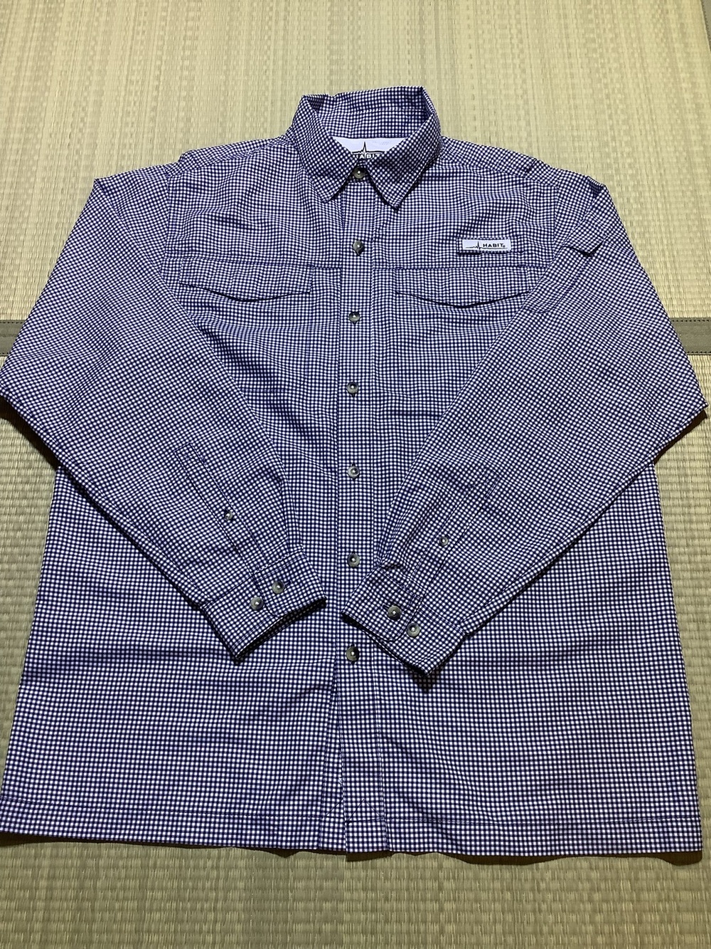 Habit Men’s Long-Sleeve Blue Check Button-Up Outdoors Shirt